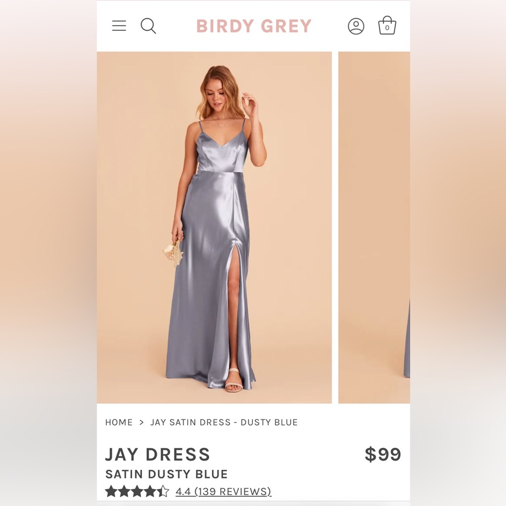Birdy grey jay dress satin dusty blue size Medium